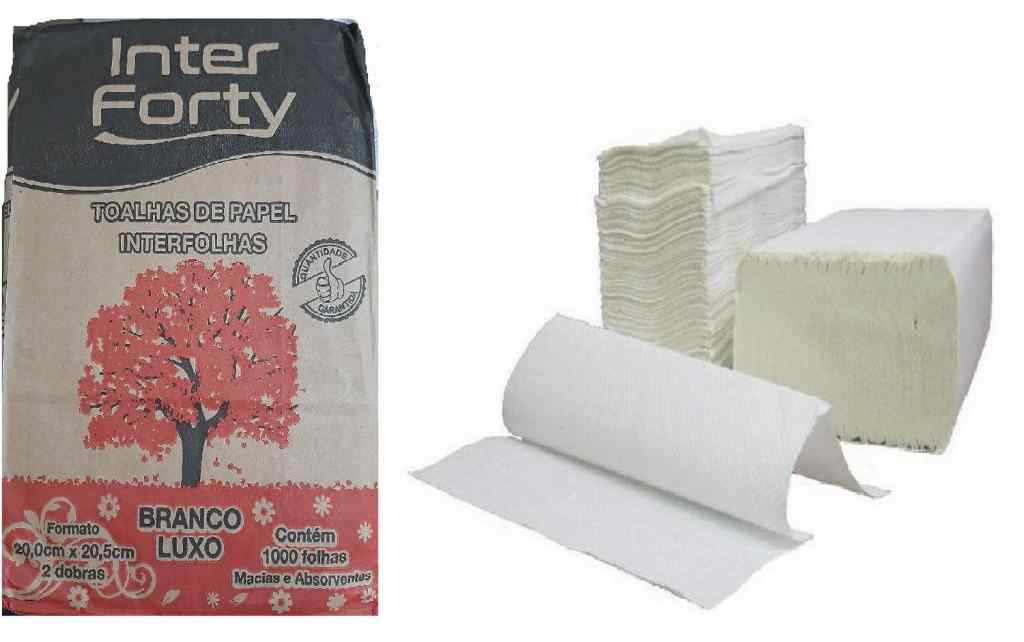 Amparar BH - Papel toalha interfolha branco fardo 1000 folhas luxo - inter forty - Papel Toalha Interfolha Branco Fardo 1000 Folhas Luxo - Inter Forty