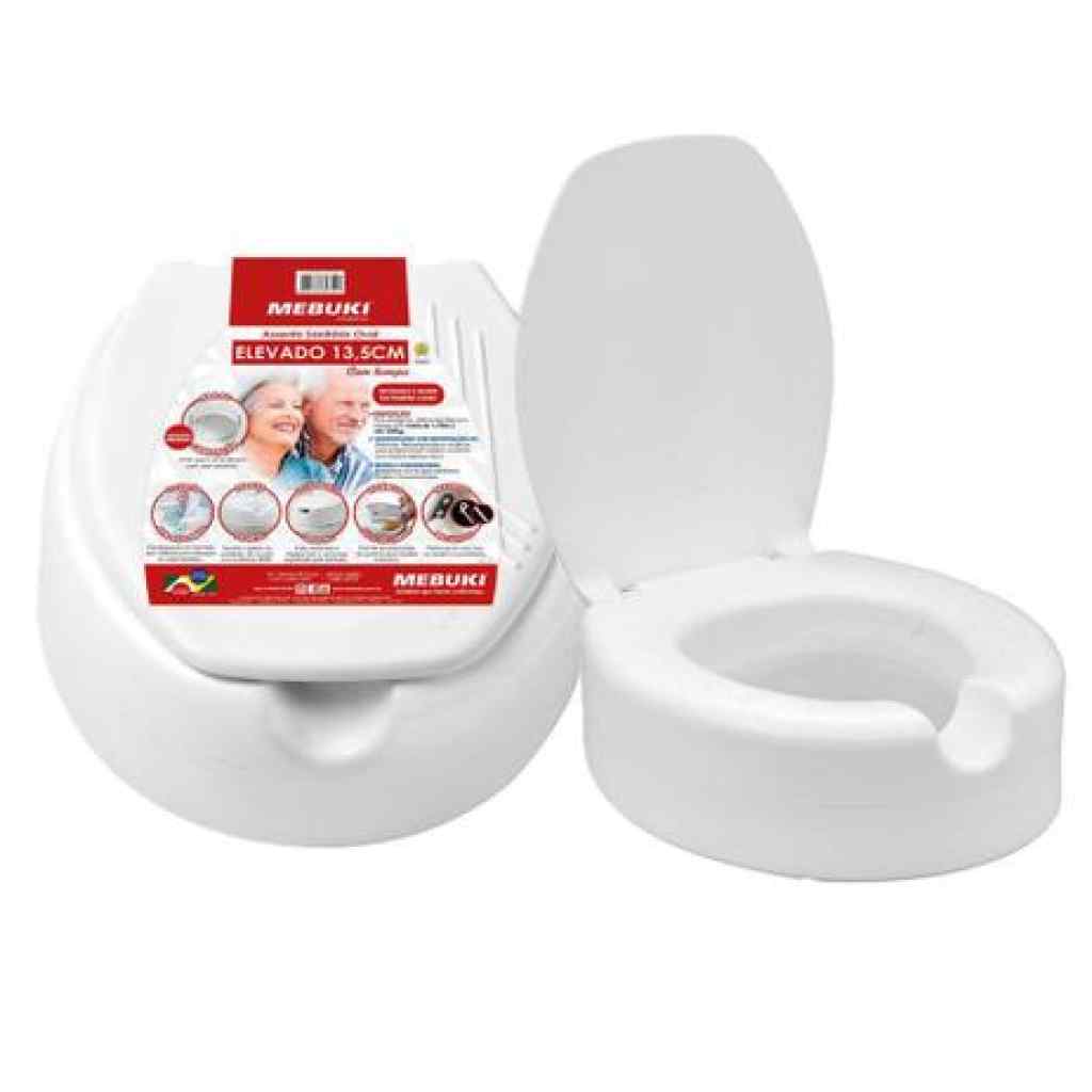 Amparar BH - Assento de vaso elevado 13,5 c/ tampa pra idosos/deficiente - mebuki - Assento De Vaso Elevado 13,5 C/ Tampa Pra Idosos/Deficiente - MEBUKI