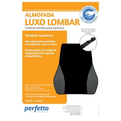 Amparar BH - Almofada luxo lombar 48 x 42 x 13 cm - perfetto - ALMOFADA LUXO LOMBAR GRAFITE- PERFETTO